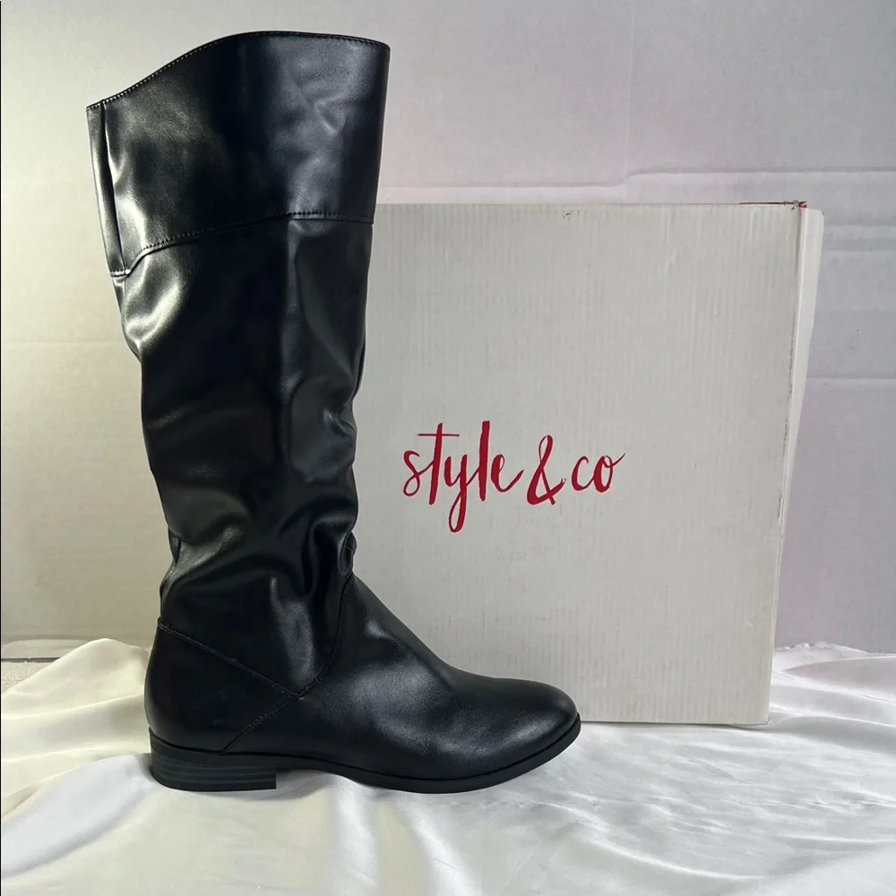 Style & Co. Women's‎ 5 M Black Knee-High Riding Boots New Kelimaep Round Toe